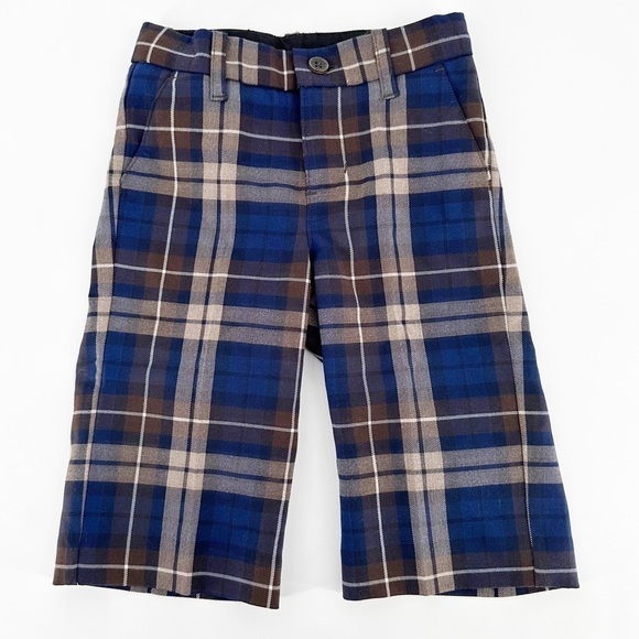 NWT Janie and Jack Blue Tan Brown Plaid Pants Size 6 to 12 Months - Picture 1 of 8